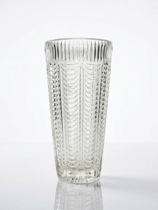 Vintage Vase aus italienischem Pressglas drapiertes Dekor gelb transparent