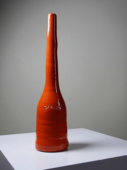 Vintage Lampenfuß Terrakotta orange glasiert Vintage Orange