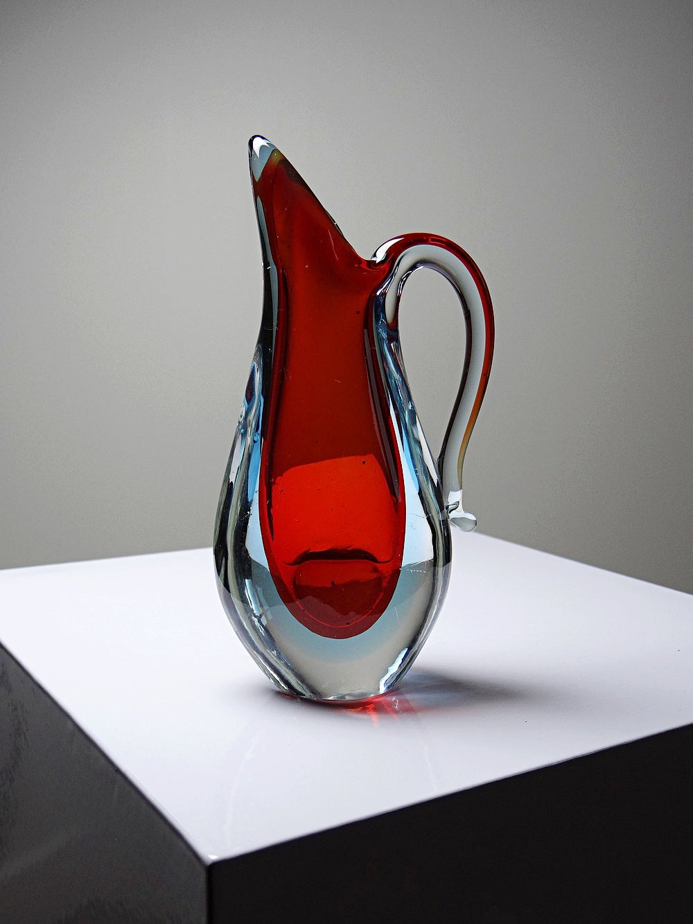 Vintage Vase Sommerso von Flavio Poli für Murano rot blau transparent