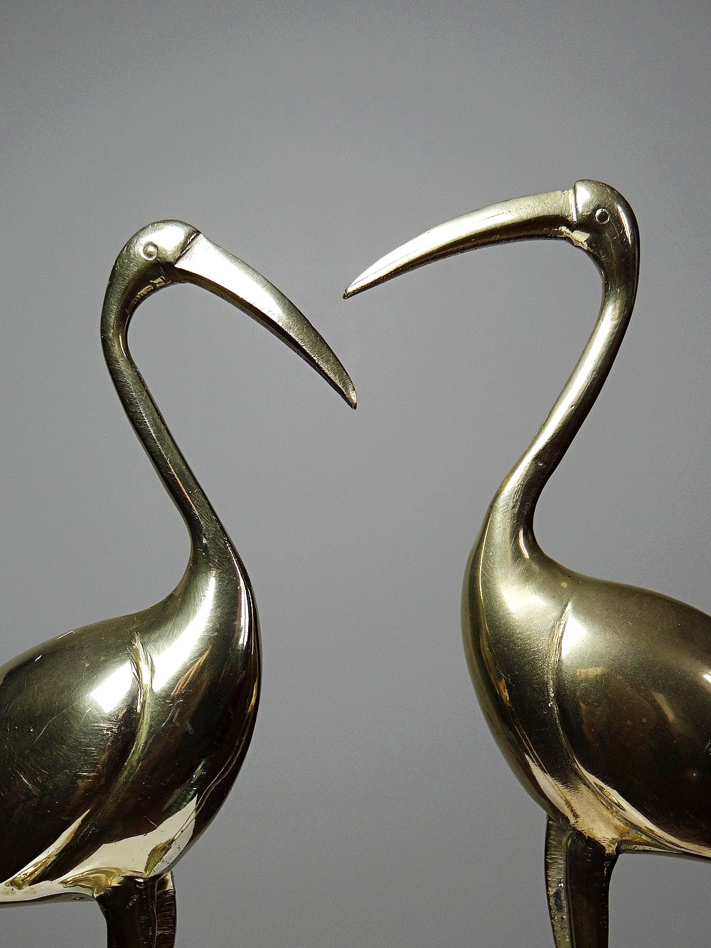 Vintage Set von 2 Kranich Figur aus Messing, dekorativ