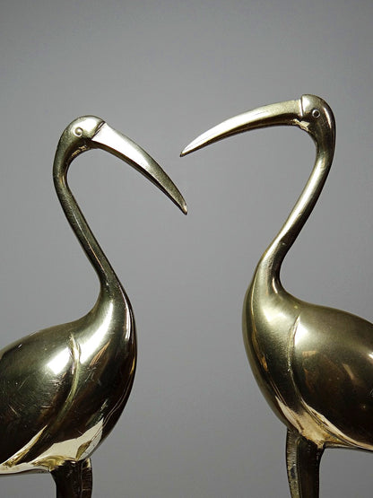 Vintage Set von 2 Kranich Figur aus Messing, dekorativ