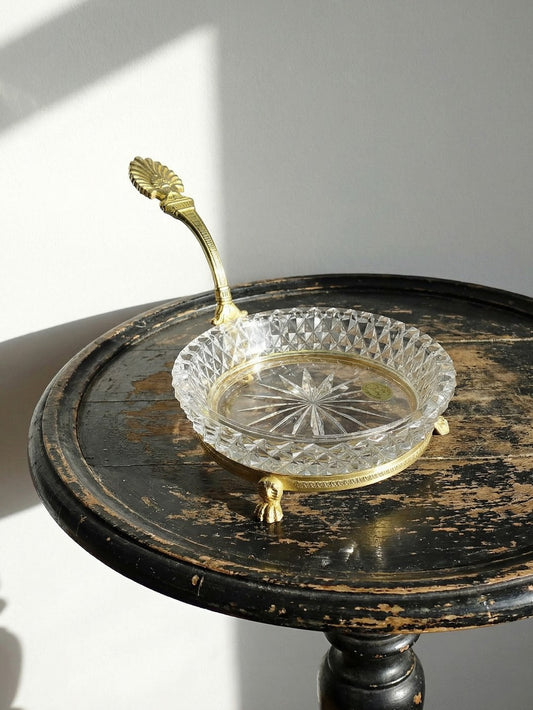 Vintage Kristall Vide-Poche von L. Seiler für Sèvres mit vergoldeter Montierung