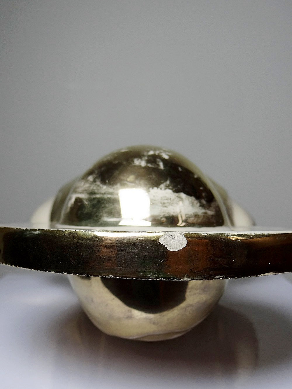 Vintage Büste Madonna mit Heiligenschein aus Keramik, emailliert, Weiß Creme Gold