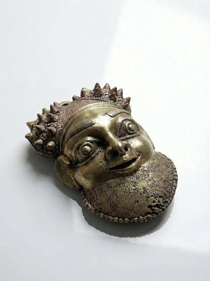 Vintage Maske Oba von Bamoun für GoldDekoration vergoldete Bronze