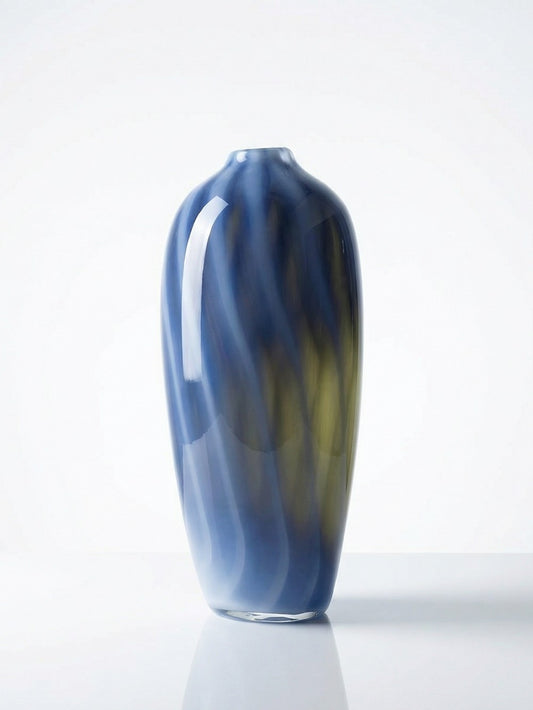Vintage Vase von Fratelli Toso für Murano blau opalines Rauchglas