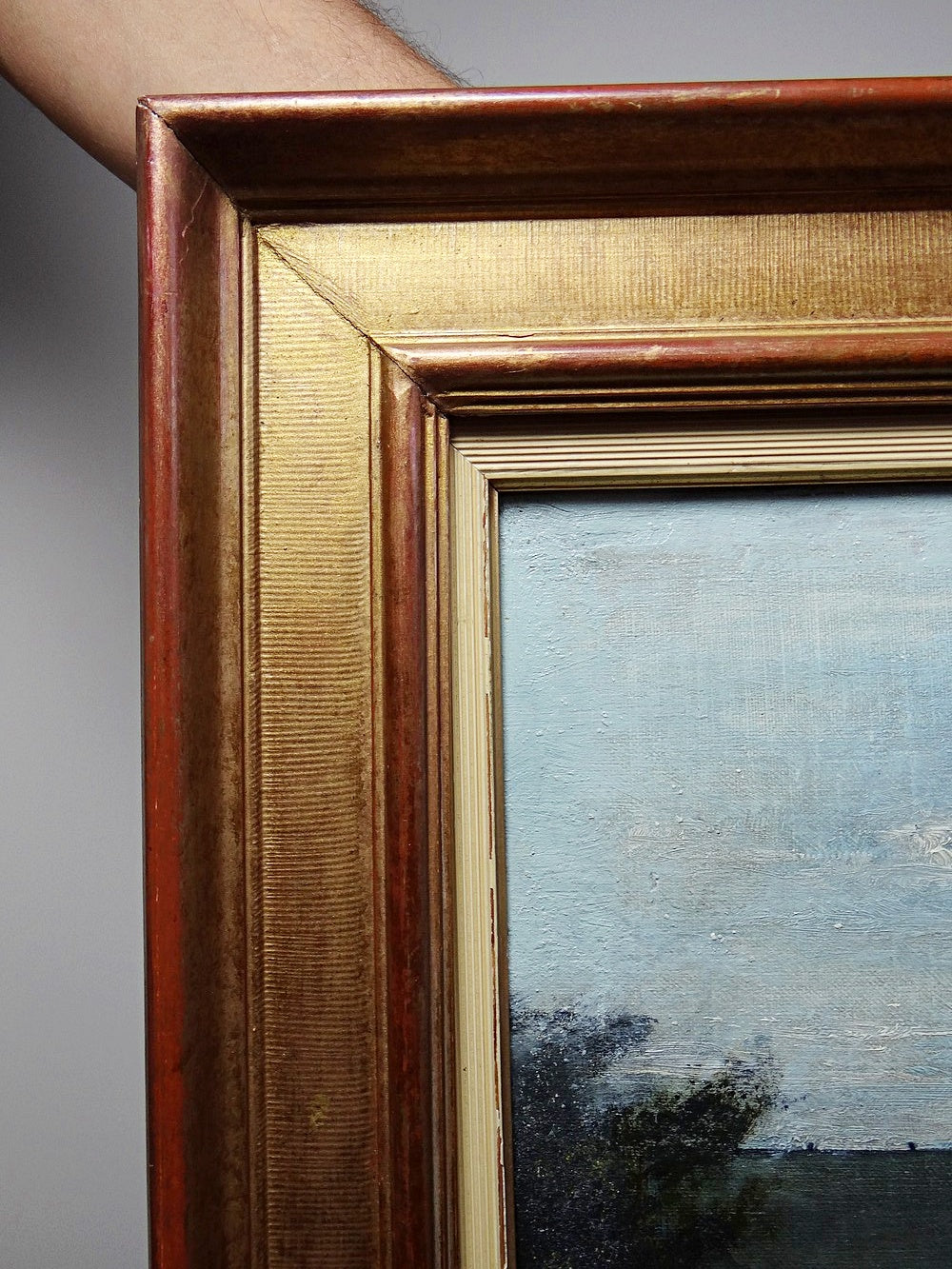 Vintage Gemälde Villa Camille von M. Lesoll für Dekoration beige