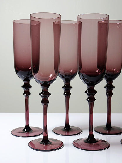 Vintage Champagnerflöte Set von 6 Violett Glas Geschirr Glas weiteres Material weiteres Material