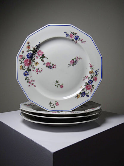 Set von 4 Vintage Teller von Bernardaud für B und C° florales Dekor