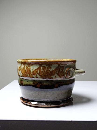 Vintage Becher aus glasiertem Steinzeug japanischer Stil signiert 1990er 2000er