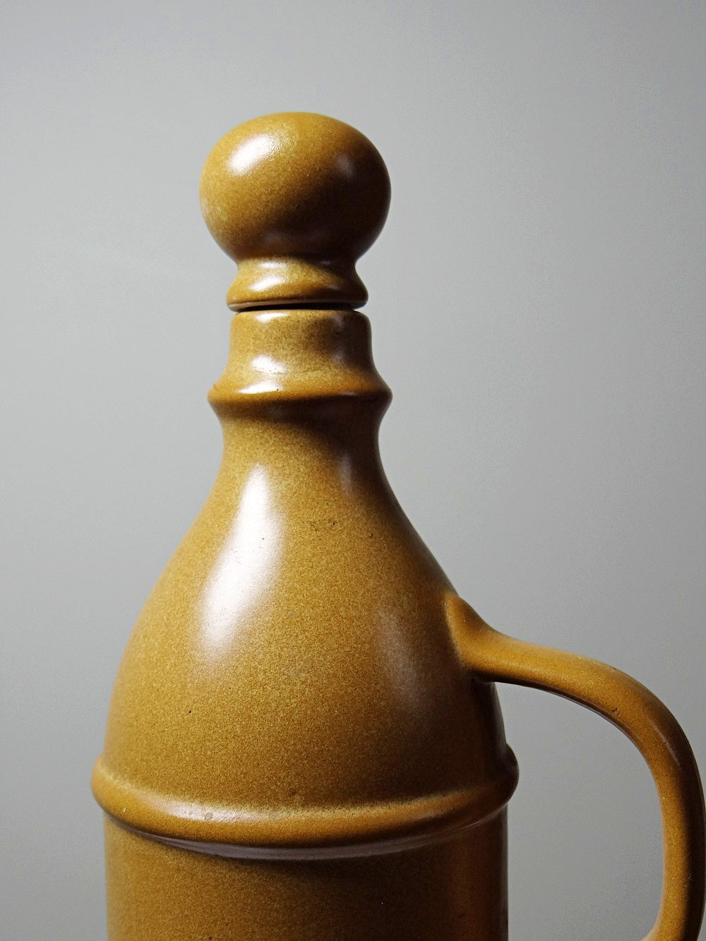 Vintage Keramikflasche von Digoin Sarreguemines für Steinzeugoptik beige rosa