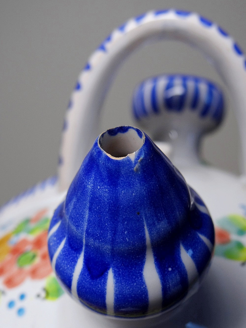 Vintage Wasserkrug mit Blumen, mehrfarbig, aus Keramik, Spanien