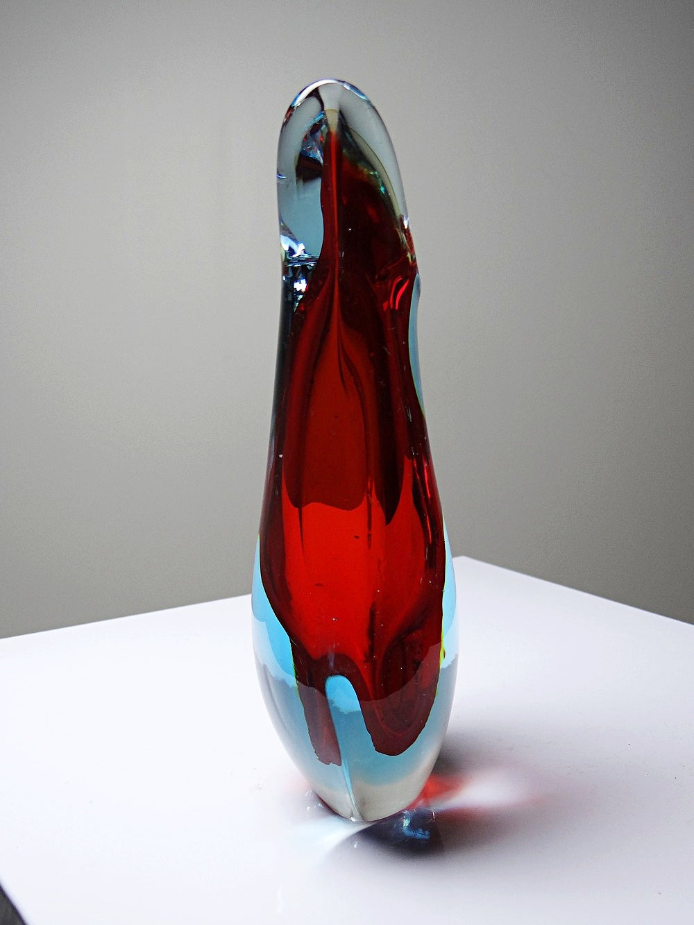 Vintage Vase Sommerso von Flavio Poli für Murano rot blau transparent