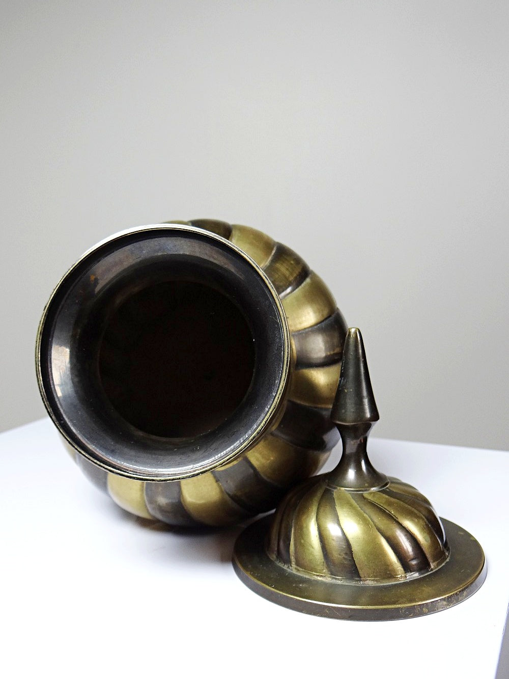 Vintage Deckeltopf Messing ভারতীয়es Kunsthandwerk gedreht