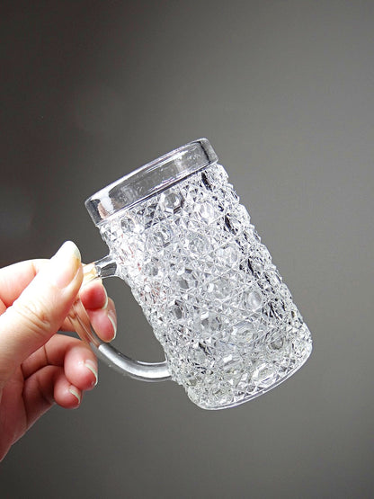 Vintage Set von 6 Glasbecher mit Tablett Art Déco Durchsichtiges Geschirr