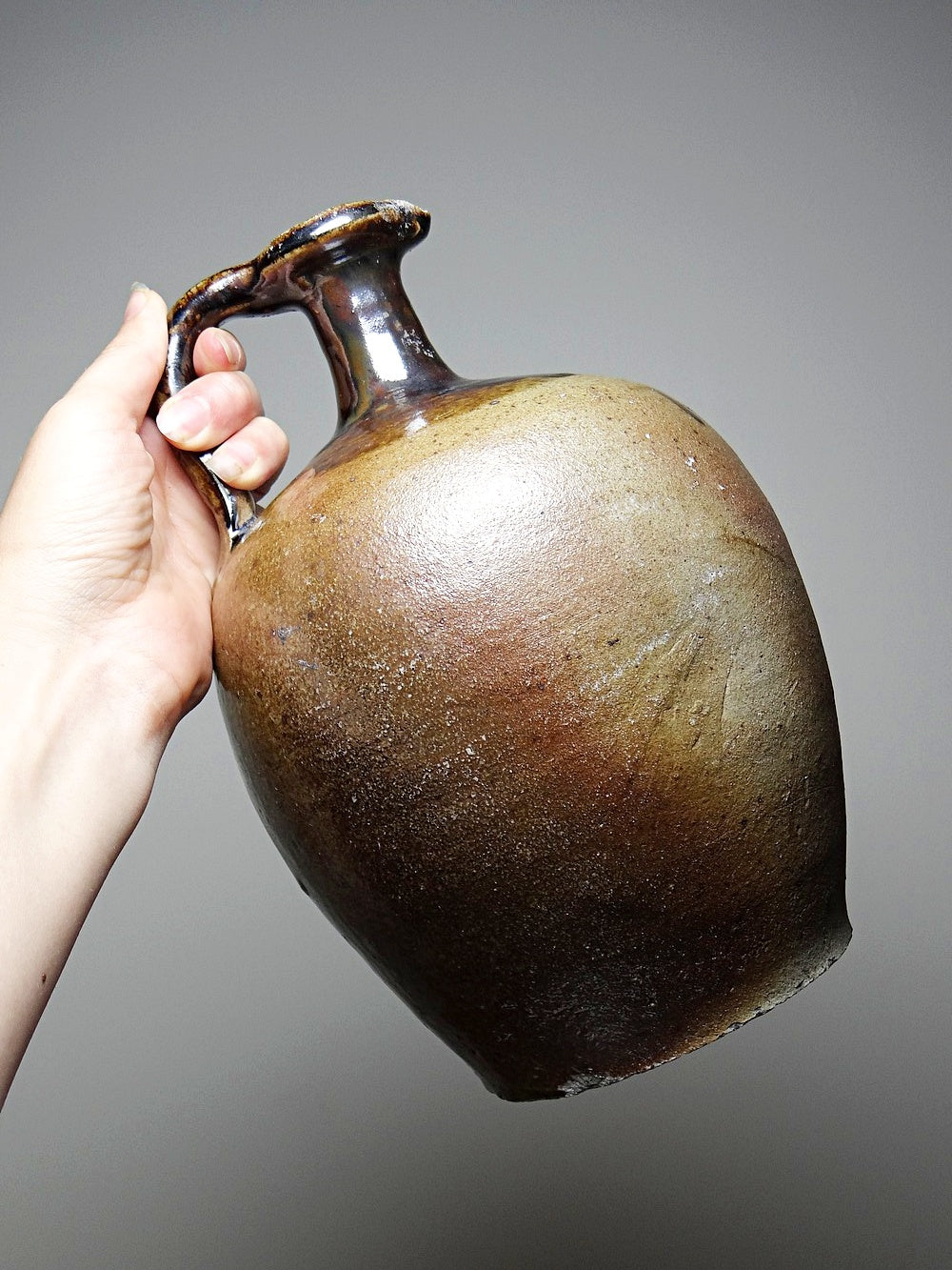 Vintage Krug von artisanat français für Puisaye Steinzeug, glasiert, braun