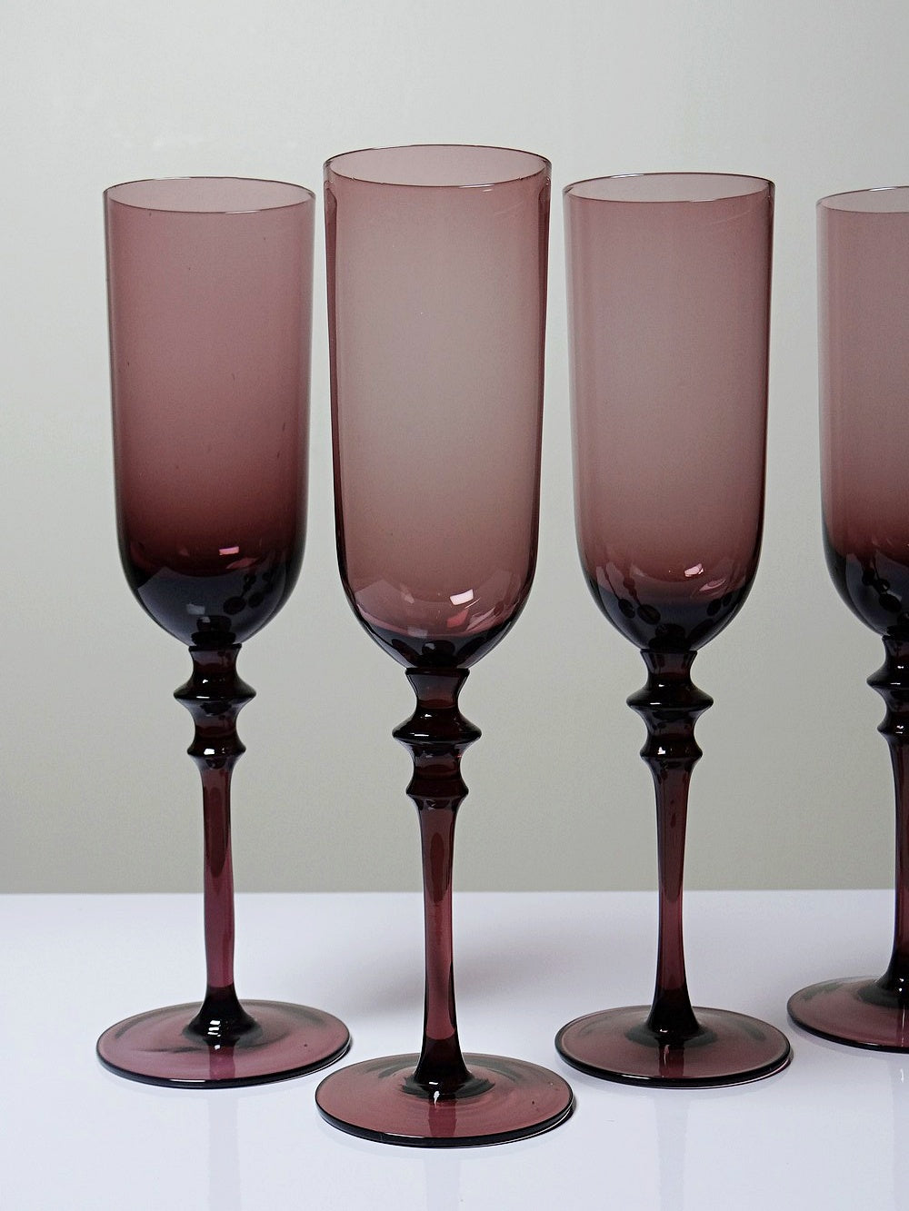 Vintage Champagnerflöte Set von 6 Violett Glas Geschirr Glas weiteres Material weiteres Material