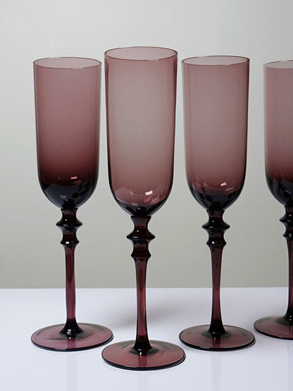 Vintage Champagnerflöte Set von 6 Violett Glas Geschirr Glas weiteres Material weiteres Material