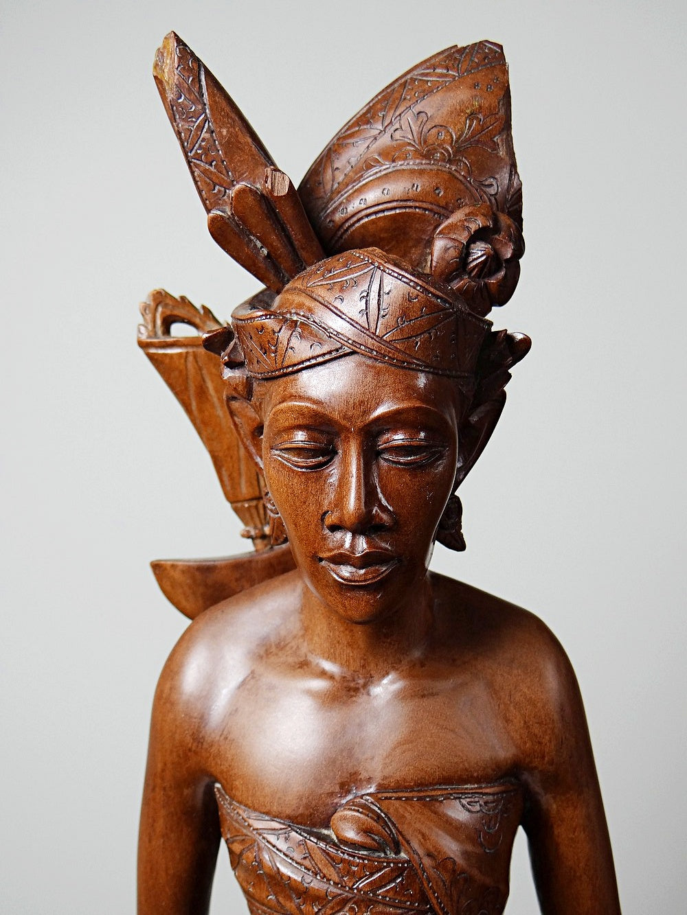 Vintage Holzskulptur "Danseur" balinesischer Tänzer 1960er-1980er