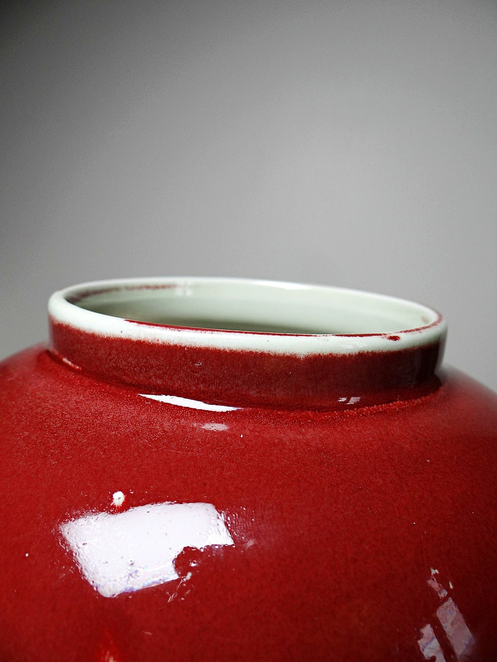 Vintage Vase chinesischer Ingwertopf oxblood und Celadon Keramik