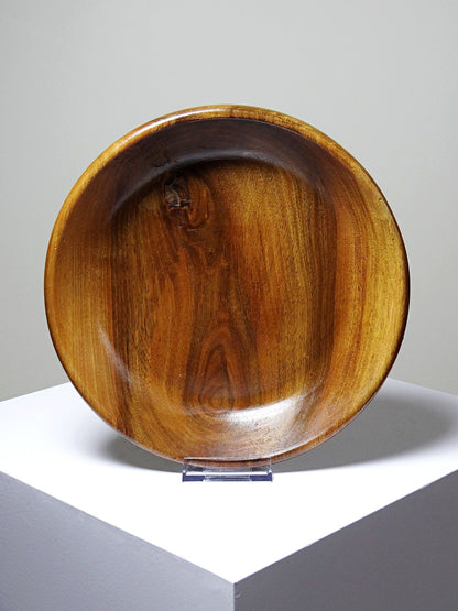 Vintage Holzschale Teak oder Akazie Braune Rille 23 cm Durchmesser 5,3 cm Höhe