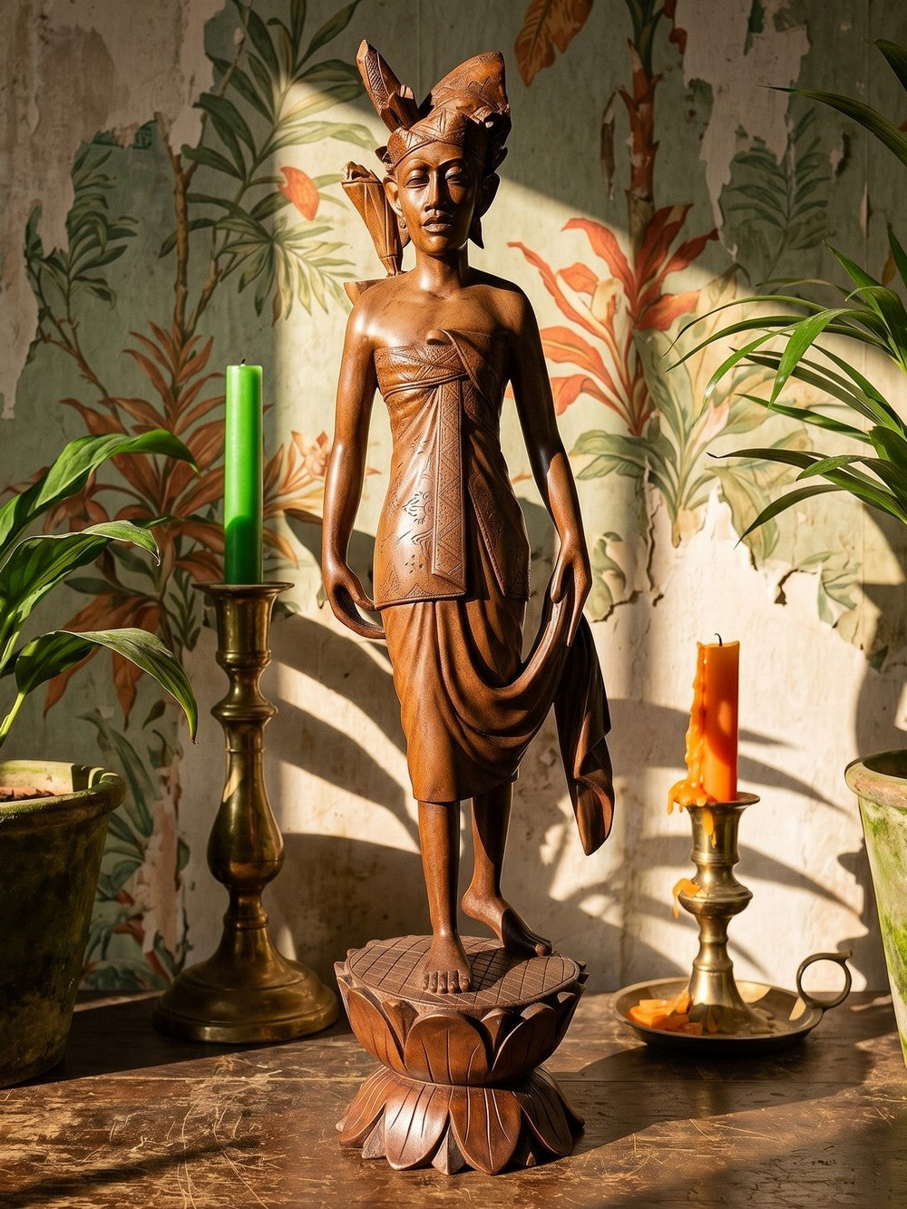 Vintage Holzskulptur "Danseur" balinesischer Tänzer 1960er-1980er