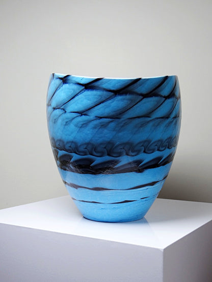 Vintage Glas Schale Yourmurano blau schwarz silber regenbogen