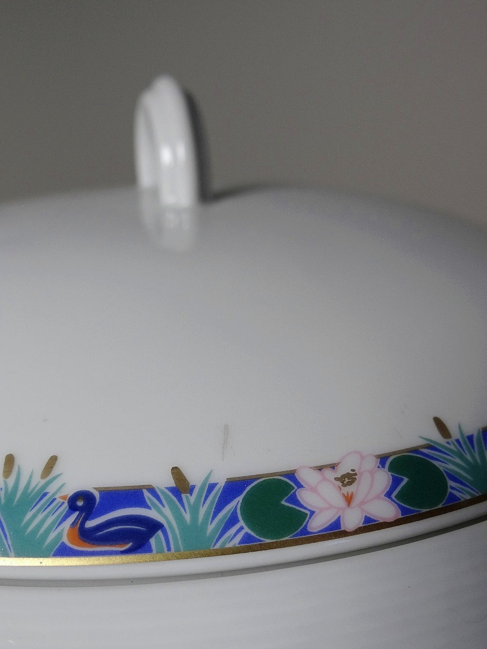 Vintage Servieraccessoire Flamants Roses Soupiere von Elisabeth Borel für Bernardaud Weiß