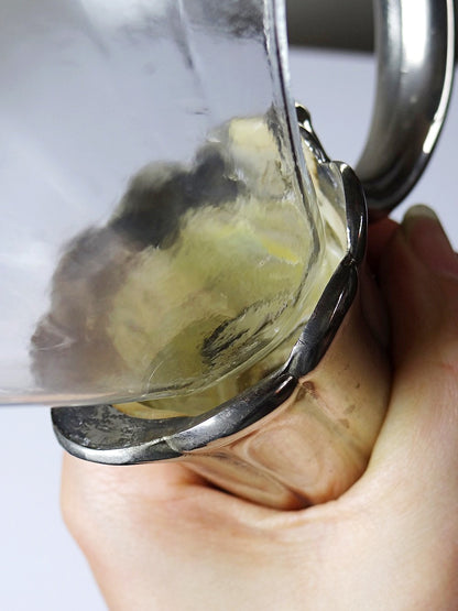 Vintage Kanne aus Glas und versilbertem Metall