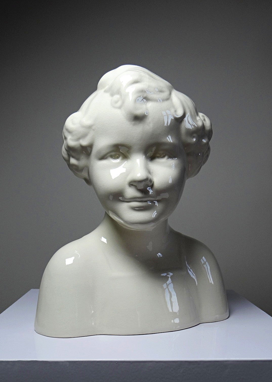 Vintage Kunst Faience Büste von Sarreguemines für Sarreguemines Art Déco selten