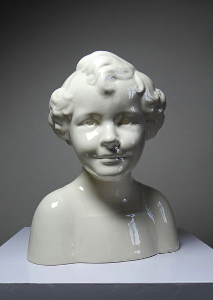 Vintage Kunst Faience Büste von Sarreguemines für Sarreguemines Art Déco selten