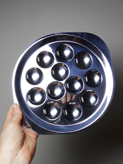 Vintage Schneckentablett Set von 6 aus Edelstahl Made in France Edelstahlgeschirr Silber