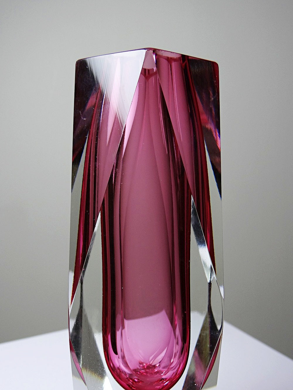 Vintage Vase Sommerso von Flavio Poli oder Alessandro Mandruzzato für Seguso Vetri rosa klar