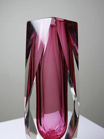Vintage Vase Sommerso von Flavio Poli oder Alessandro Mandruzzato für Seguso Vetri rosa klar