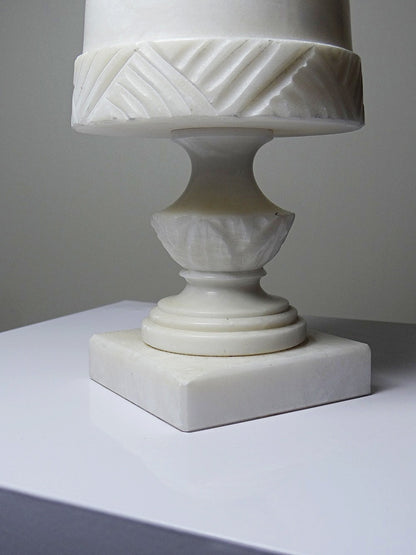 Vintage Nachtlichtlampe aus weißem Alabaster, ca. 1950-1970
