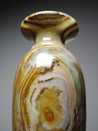 Vintage Vase aus gestreiftem grünem Onyx, Italien, Midcentury, grüne Dekoration