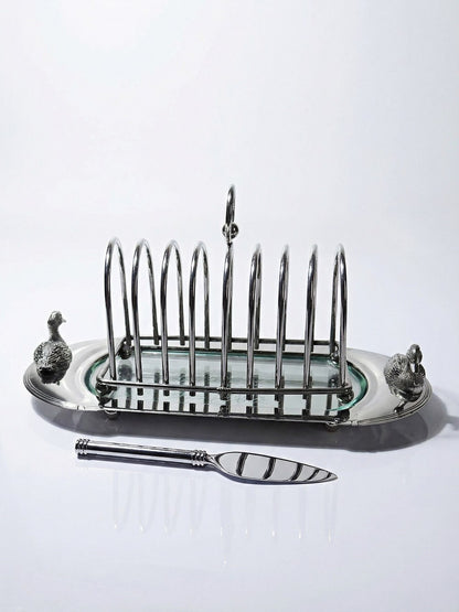 Vintage Foie-Gras-Service-Set Silbergeschirr mit Toastständer und Schaufel