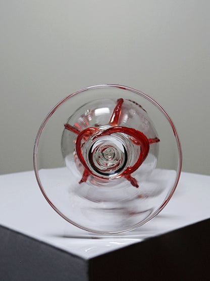 Vintage Vase Filigrana/Zanfirico von Murano Rot