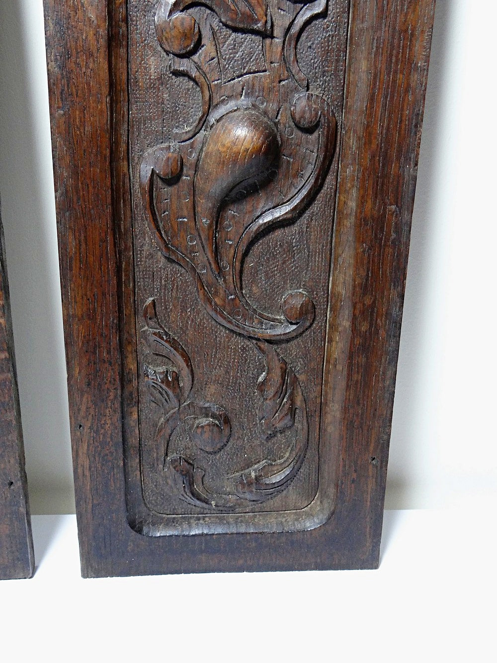 Vintage Wandpaneel Set von 2 dunkelbraun weiß Dekoration Eichenholz