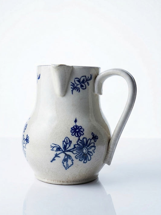 Vintage Krug blau creme faience Servieraccessoire blau creme
