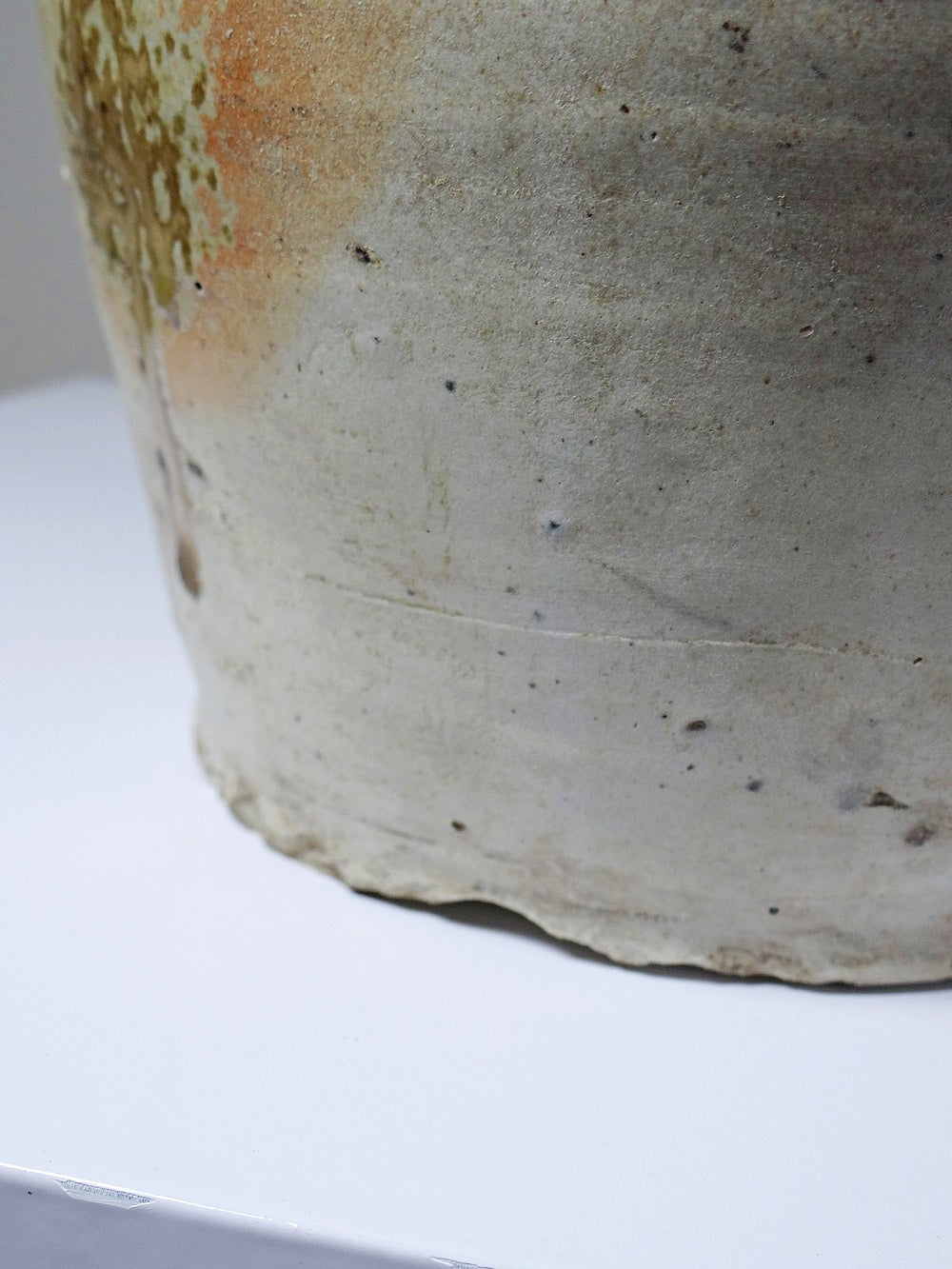 Vintage Steingut Korbflasche aus Puisaye mit Aschelasur