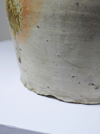 Vintage Steingut Korbflasche aus Puisaye mit Aschelasur