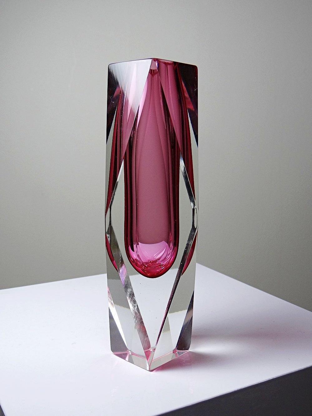 Vintage Vase Sommerso von Flavio Poli oder Alessandro Mandruzzato für Seguso Vetri rosa klar