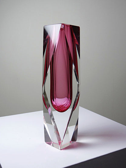 Vintage Vase Sommerso von Flavio Poli oder Alessandro Mandruzzato für Seguso Vetri rosa klar