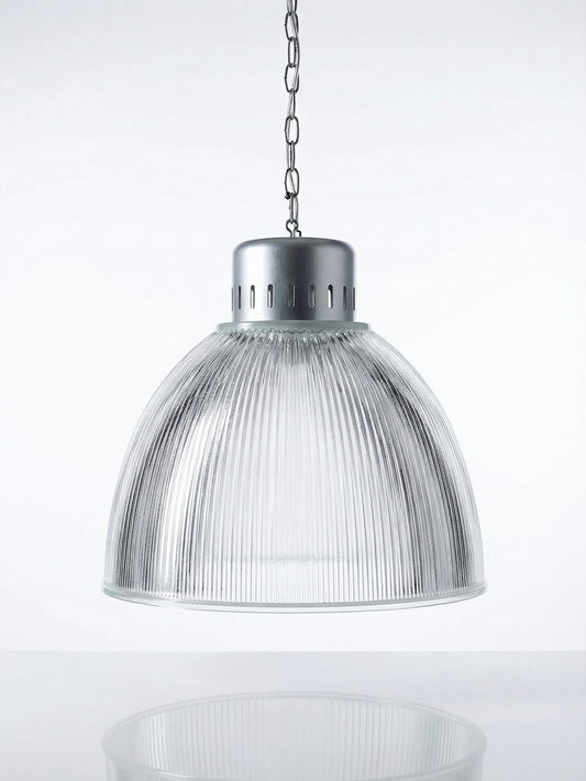 Vintage Pendelleuchte Holophane Typ von Thorn für Thorn, Prismenglas transparent