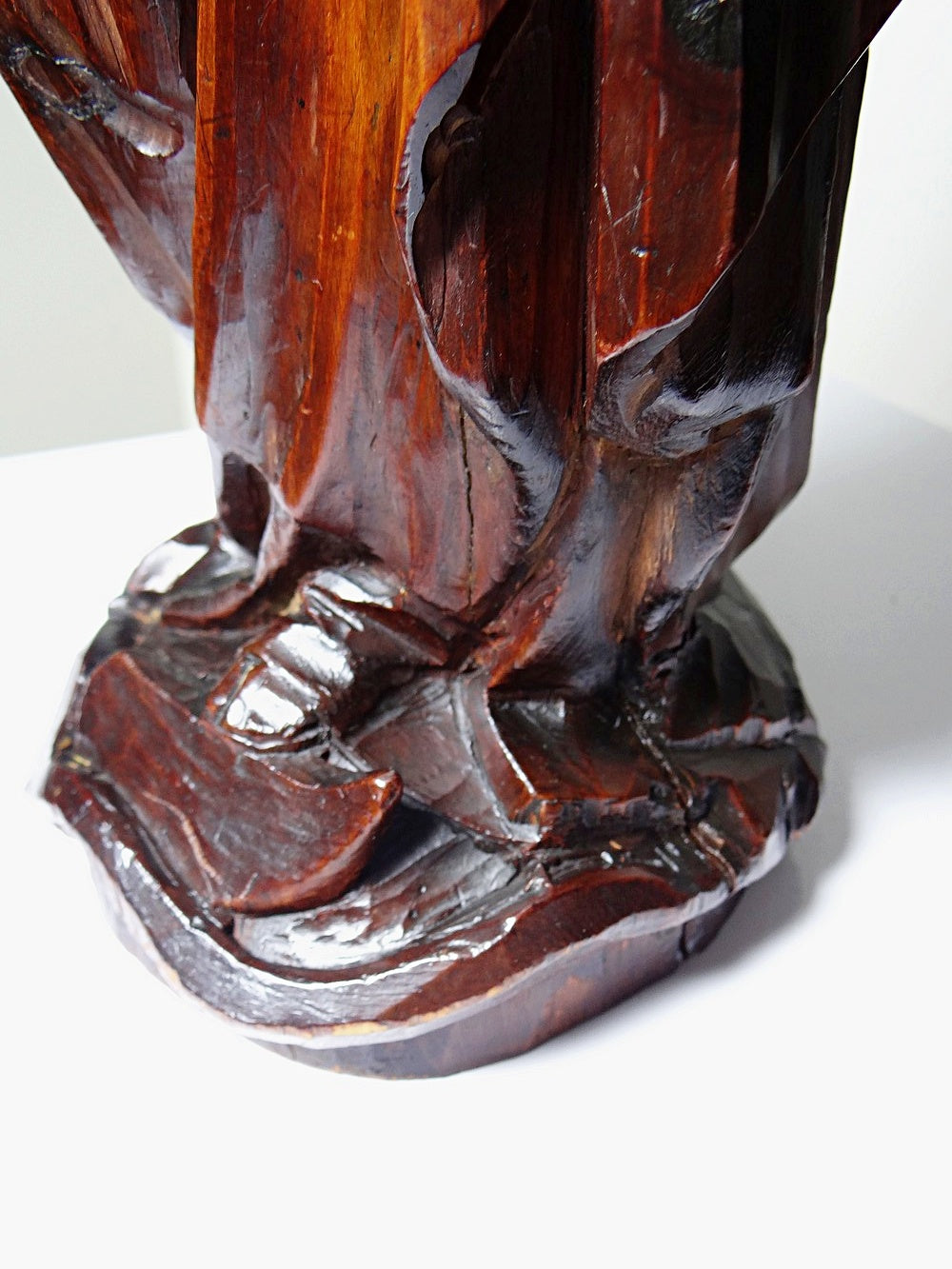 Vintage Skulptur Immaculée Conception Holz geschnitzt Unbefleckte Empfängnis Braun Bordeaux