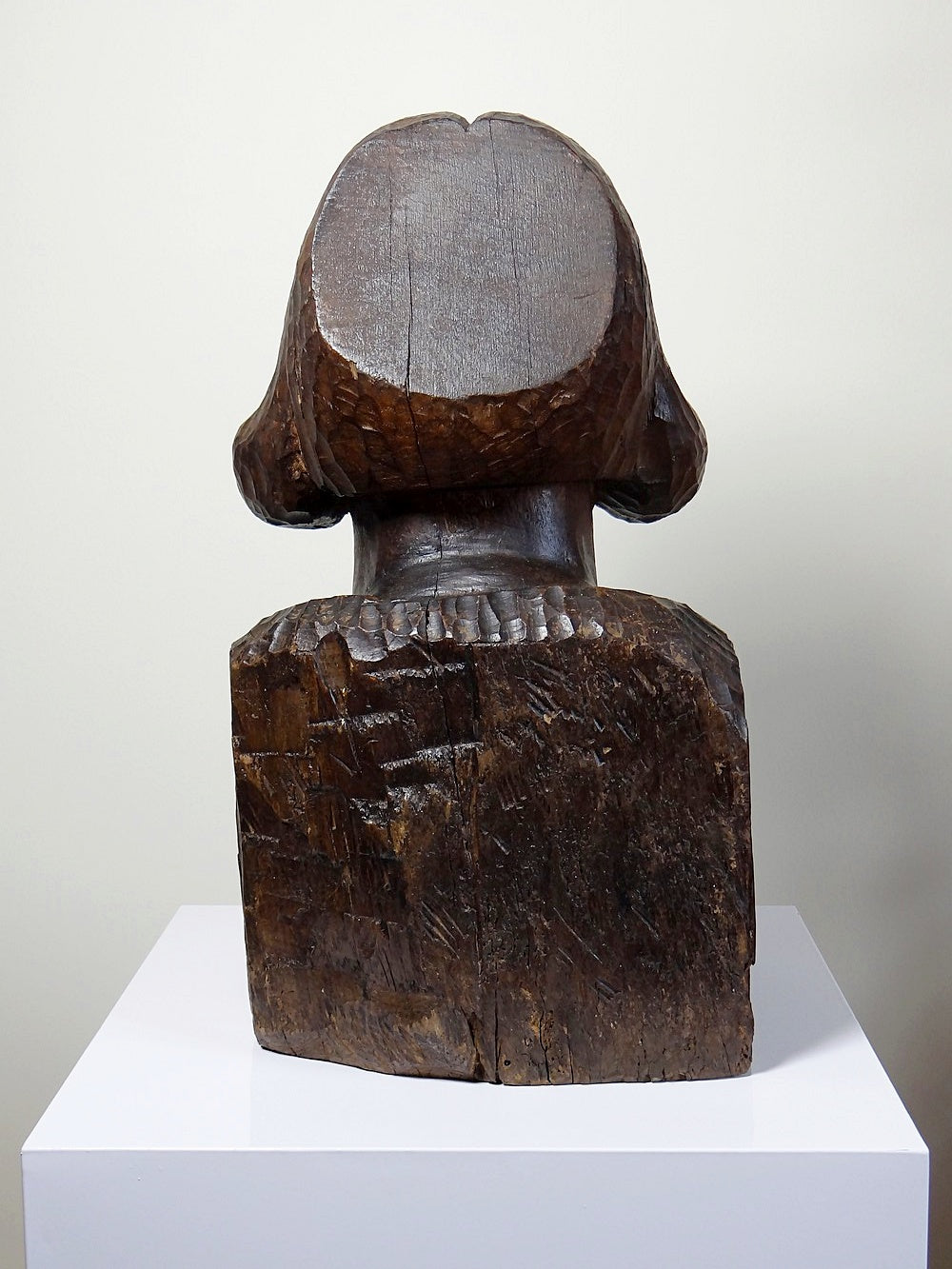 Vintage Büste Frau Massivholz, 19. Jh. dunkles Holz geschnitzt, Unikat