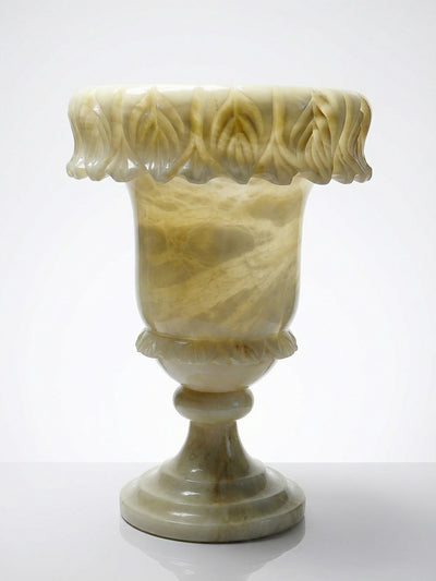 Vase Médicis vintage en albâtre jaune décoration