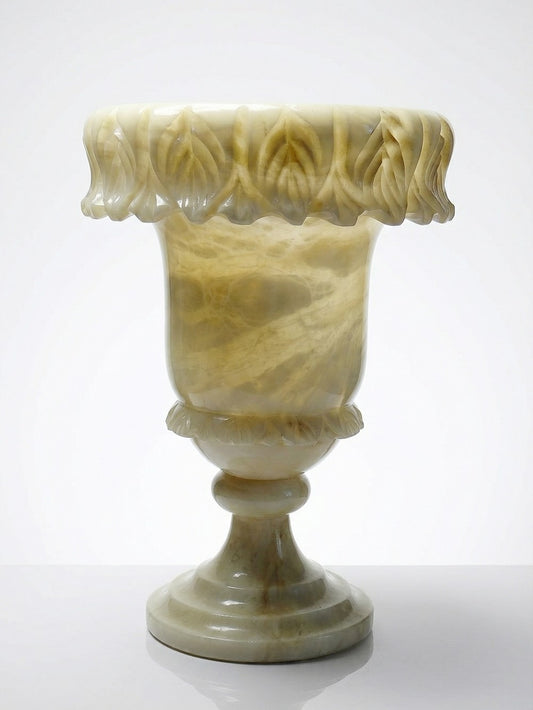 Vintage Medici Vase Alabastermarmor gelb Dekoration