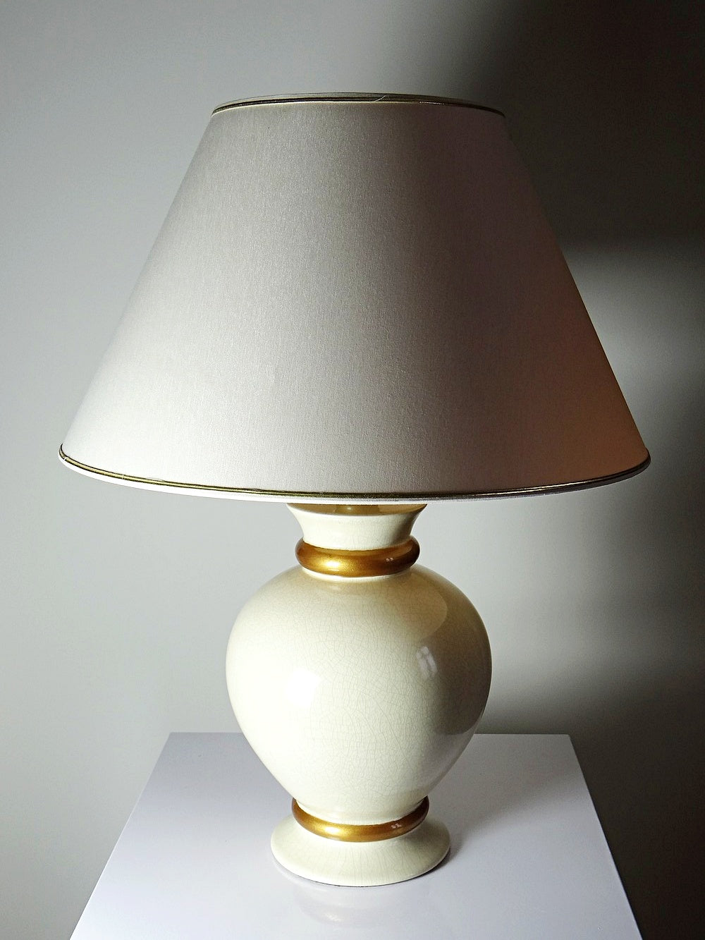 Vintage Lampe Panama von Le Dauphin für Le Dauphin creme, ivoire, gold