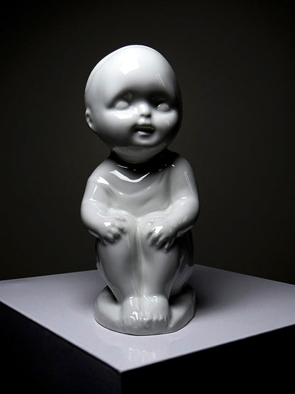 Vintage Porzellanfigur von UC Limoges Weiß Kunstobjekt